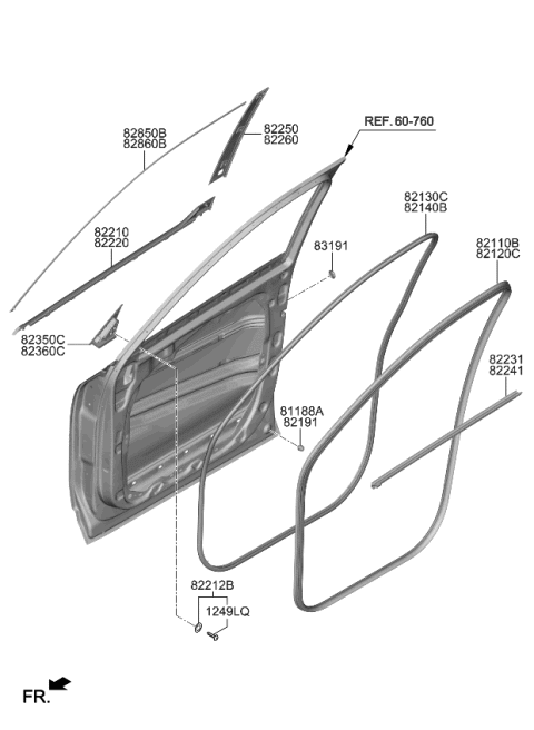 2022 Kia Telluride  W/STRIP Assembly-Fr Dr B Diagram for 82210S9020