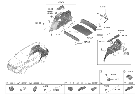 2022 Kia Telluride  Pad U Diagram for 857E3S9000WK
