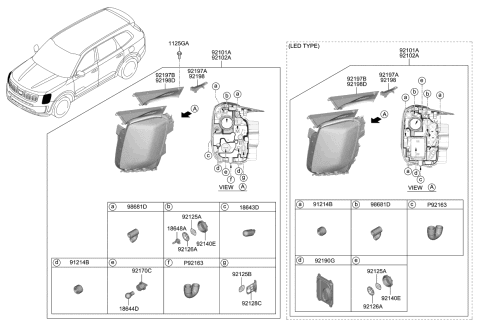 2020 Kia Telluride  Pad U Diagram for 92102S9000