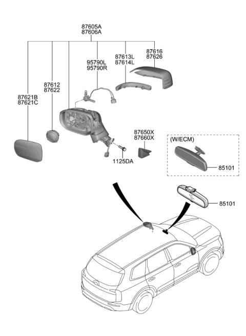2022 Kia Telluride  Pad U Diagram for 87650S9000WK