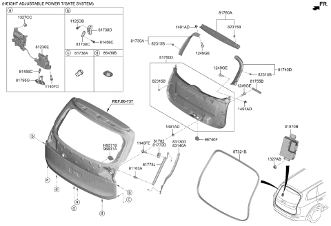 2020 Kia Telluride Bracket-Tail Gate Li Diagram for 81832S9000