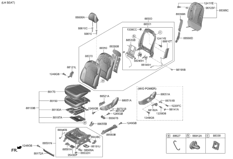 2022 Kia Telluride  Pad U Diagram for 88720D5010LBR