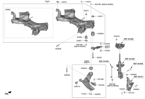 2021 Kia Telluride  CROSSMEMBER COMPL Diagram for 62405S1250