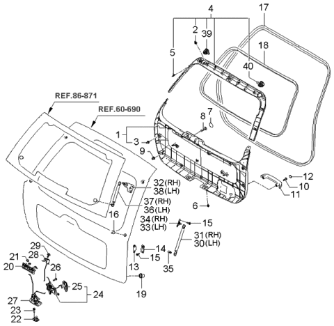 2005 Kia Sportage  Screw Diagram for 1229506201