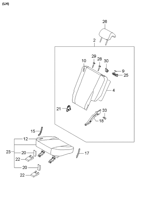 2005 Kia Sportage Cushion Assembly-Rear Seat Diagram for 891001F0001BK