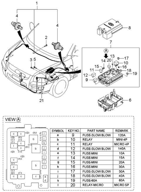 2006 Kia Sportage  Wiring Assembly-Front Diagram for 912001F010