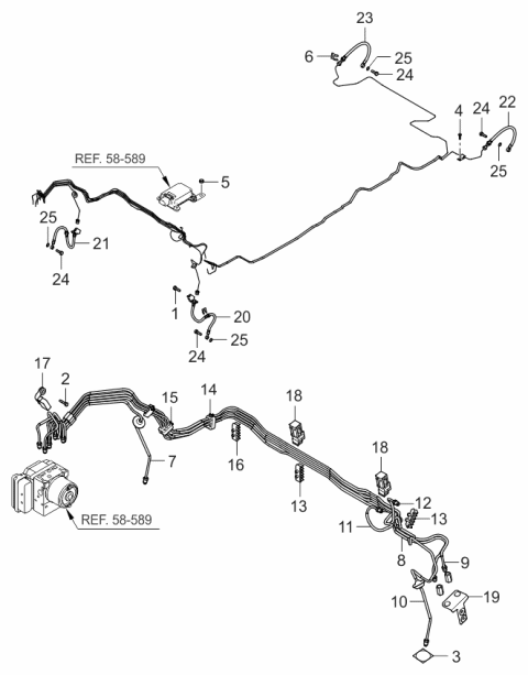 2006 Kia Sportage  Tube-Master Cylinder To Hydraulic Unit Diagram for 587222E500