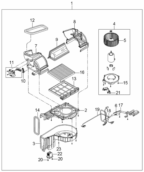 2006 Kia Sportage  Air Filter Assembly Diagram for 971332E200