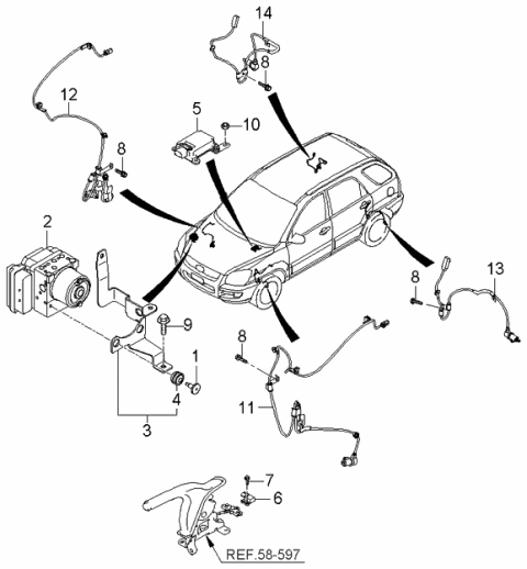 2006 Kia Sportage Screw-Damper Diagram for 5891425000