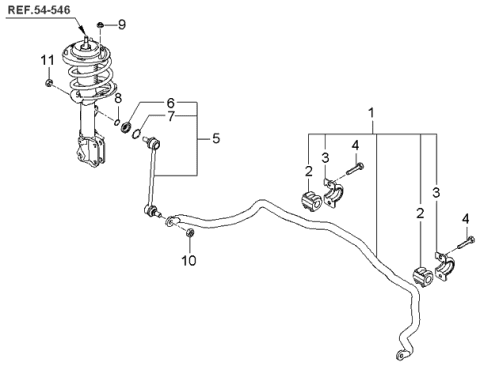 2006 Kia Sportage  STABILZIER Bar & BUSHING Diagram for 548101F000