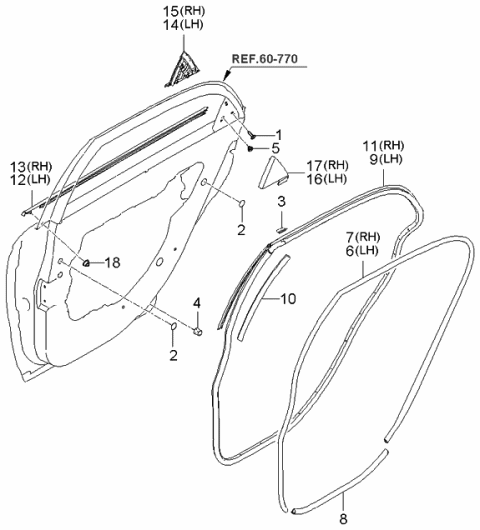 2005 Kia Spectra  WEATHERSTRIP-Rear Door Body Side Diagram for 831202F000IM