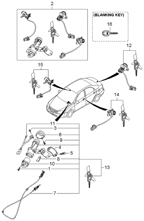 2003 Kia Spectra  Key Set Diagram for 819052F000