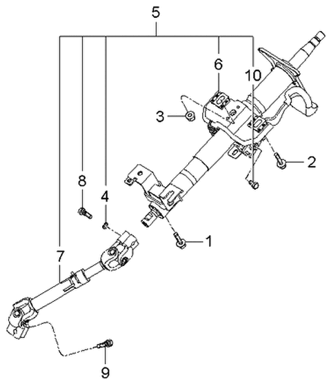 2004 Kia Spectra  Column Assembly-Steering Diagram for 563102F100