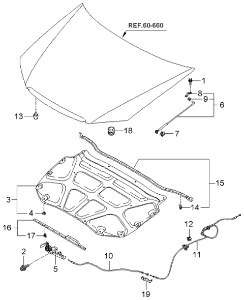 2004 Kia Spectra  Holder-Hood Stay Rod Diagram for 8117834000