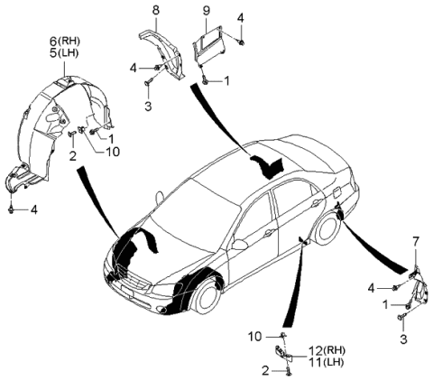 2004 Kia Spectra  Guard Assembly-Rear Wheel Diagram for 868212F000