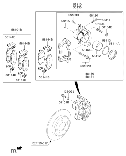 2017 Kia Forte  Caliper Kit-Front Brake Diagram for 58190A7A21