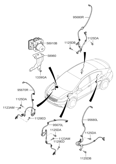 2017 Kia Forte  Bracket-Hydraulic Module Diagram for 58960A5230