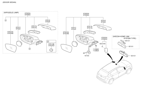 2018 Kia Forte Lamp Assembly-Puddle, LH Diagram for 87619A7000