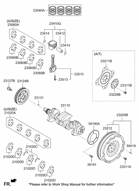 2017 Kia Forte  Bearing Pair Set-Connecting Rod Diagram for 230602E045