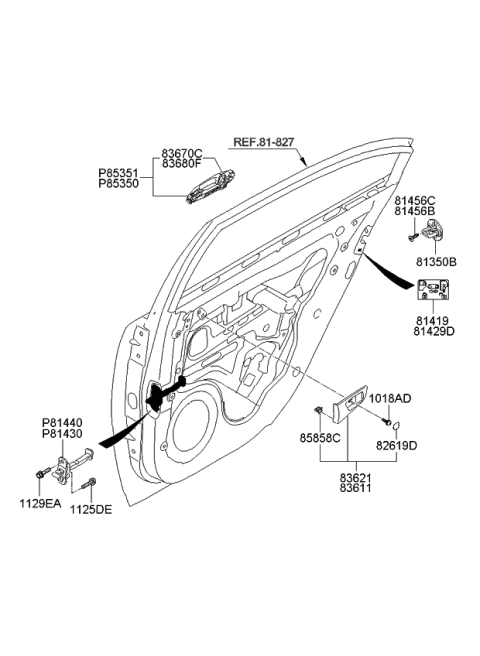 2008 Kia Optima Housing-Rear Door Inside Diagram for 836212G500T0