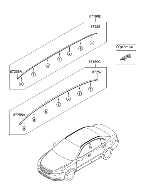 2010 Kia Optima Moulding Assembly-Roof, RH Diagram for 872202G000