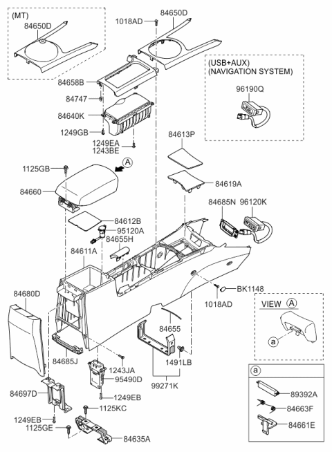 2008 Kia Optima  Bezel-Aux Jack Diagram for 846852G001