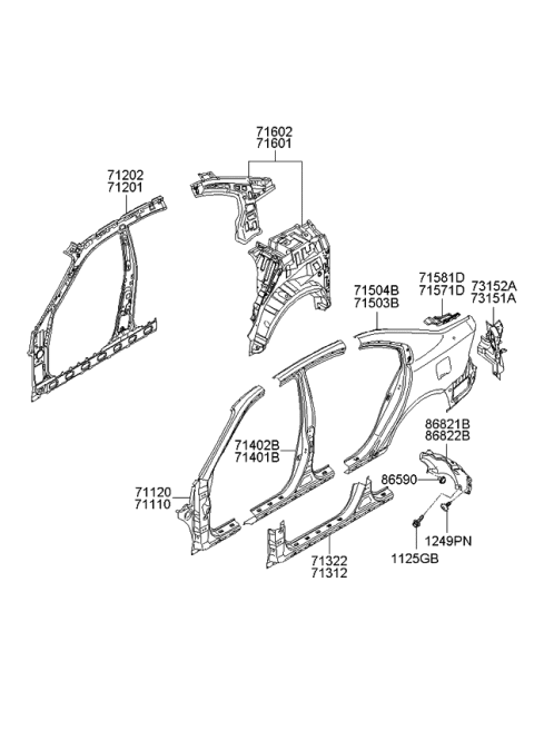 2010 Kia Optima  Housing-Combination Lamp Rear Diagram for 691412G500