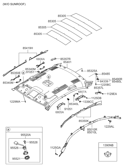 2010 Kia Optima  Pad-Roof Diagram for 853052G201