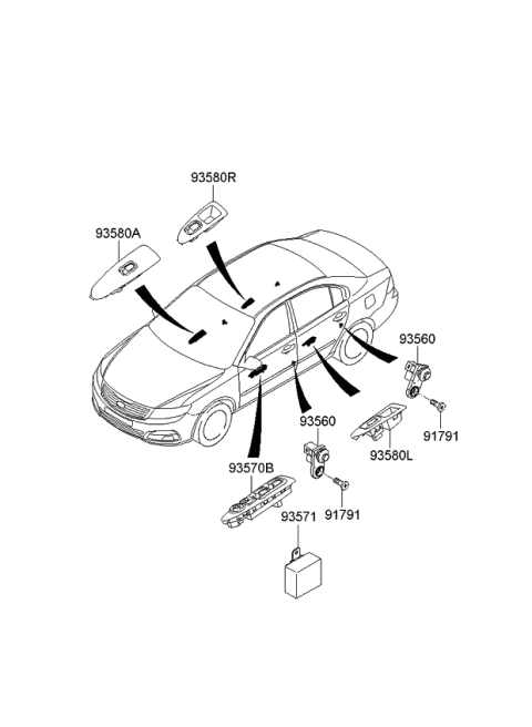 2009 Kia Optima Unit Assembly-Electrical Fold' Diagram for 935712E000