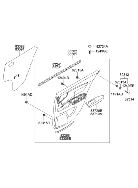 2008 Kia Optima  Panel Complete-Rear Door Trim Diagram for 833022G081AJH