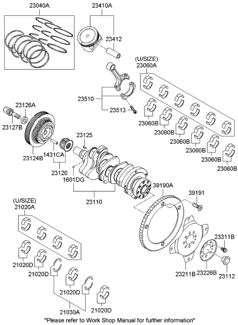 2009 Kia Optima Bolt-CRANKSHAFT Diagram for 231283E201