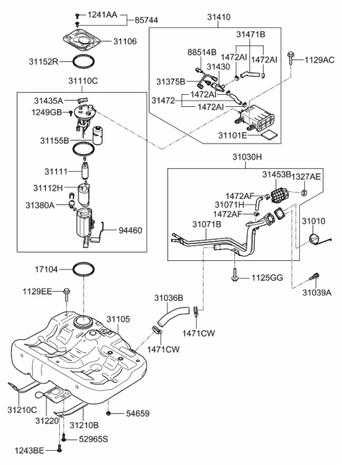 2009 Kia Optima  Tube Assembly-Fuel Diagram for 313752G100