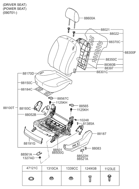 2008 Kia Optima  Cushion Assembly-Front Seat Diagram for 881032GHA1AG5