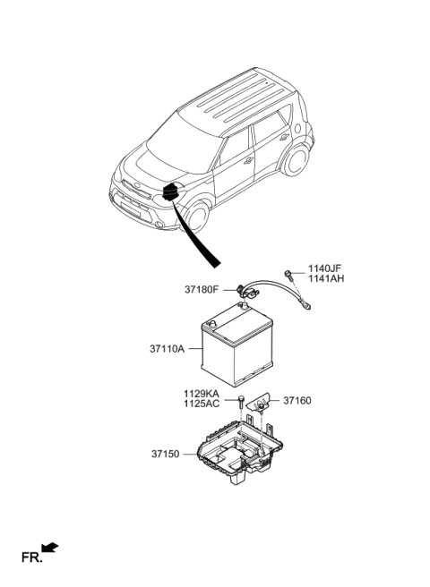 2016 Kia Soul EV  Battery Sensor Assembly Diagram for 37180E4000
