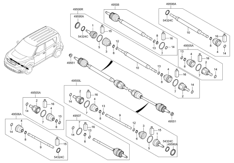 2016 Kia Soul EV  Joint Assembly-Constant Diagram for 49501E4000
