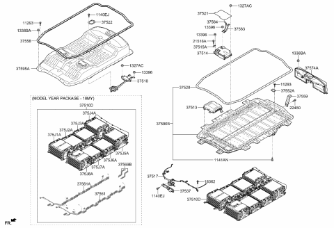 2019 Kia Soul EV  Pack Assembly-Battery Diagram for 37510E4000