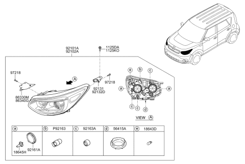 2016 Kia Soul EV Bracket Assembly-HEADLAMP Diagram for 92131E4000