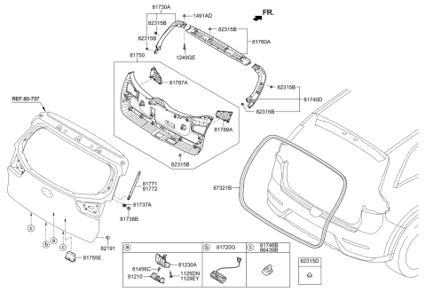 2020 Kia Niro EV Trim Assembly-Tail Gate Diagram for 81740G5000WK