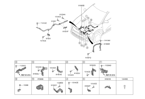 2020 Kia Niro EV  Bracket-Wiring MTG Diagram for 91931K4020