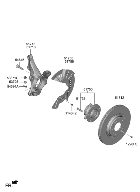 2022 Kia Niro EV  Disc-Front Wheel Brake Diagram for 51712C1000
