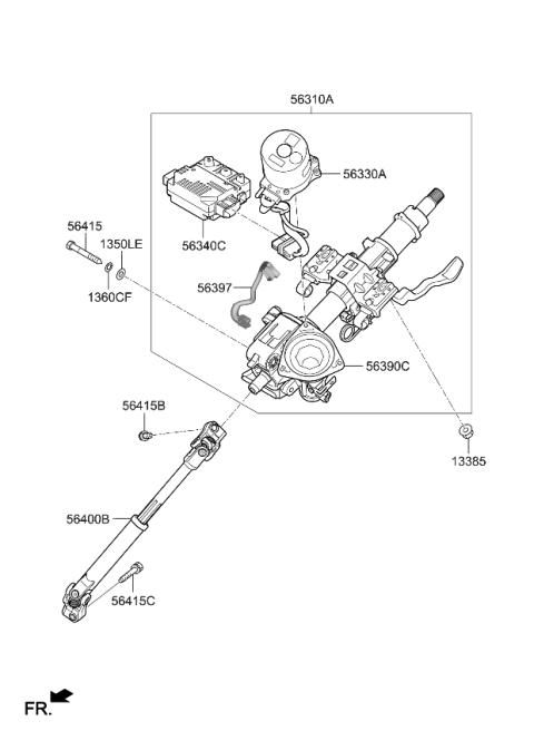 2019 Kia Niro EV  Column & Housing Ass Diagram for 56390F2501