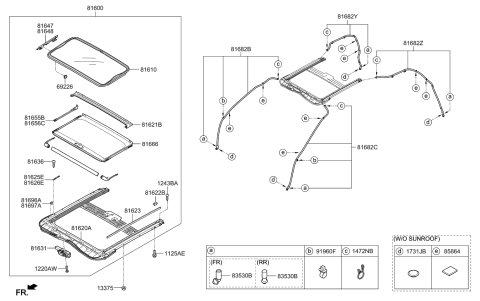 2019 Kia Niro EV  Sunroof Assembly Diagram for 81600G5000HGC