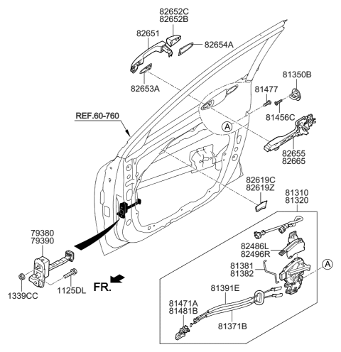 2021 Kia Niro EV  Cage-Door Outside Handle Diagram for 82640G5000
