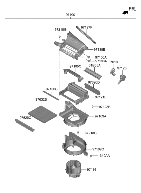 2020 Kia Niro EV Case-Blower, Lower Diagram for 97112G5000