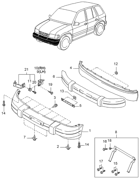 1998 Kia Sportage  CONICAL Nut Diagram for K909010802