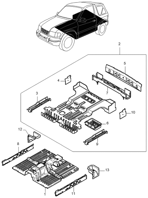 1999 Kia Sportage Bracket-Mounting NO3, RH Diagram for 0K01153930