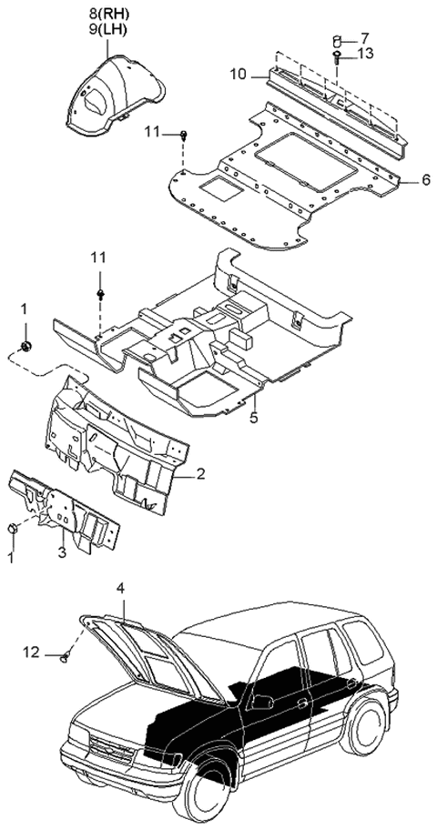 1998 Kia Sportage  Mat-Floor, Rear Diagram for 0K02168691K70