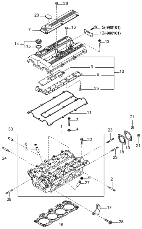 2000 Kia Sportage  Ring-Oil Cap Diagram for 0K9A210252