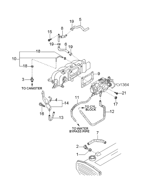 1999 Kia Sportage  Bracket Assembly-Surge Tank Diagram for 0K01320650