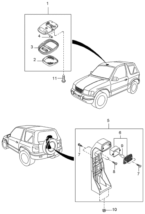 1997 Kia Sportage  Bulb Diagram for K997013270